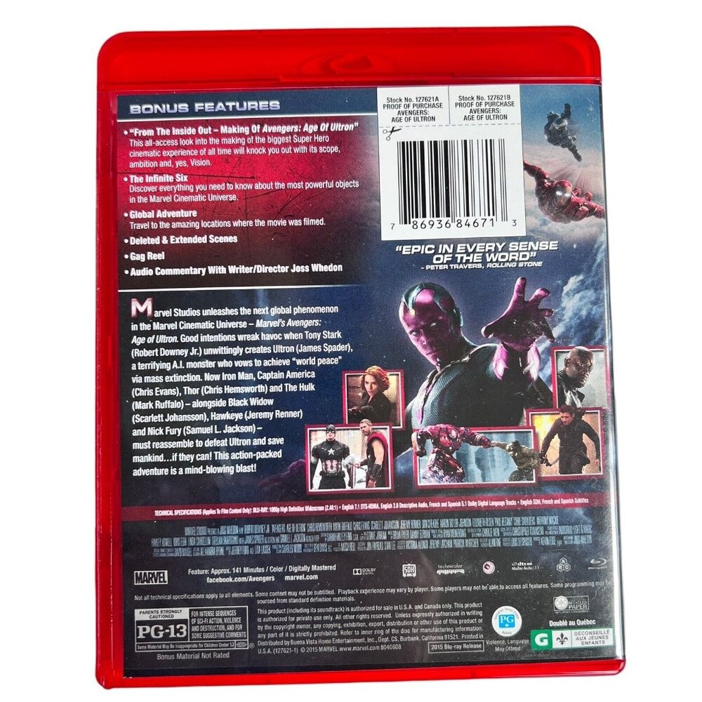 Marvel Avengers Age Of Ultron Blu-Ray Disc CD DVD 2015 Captain America Iron Man - Picture 3 of 5